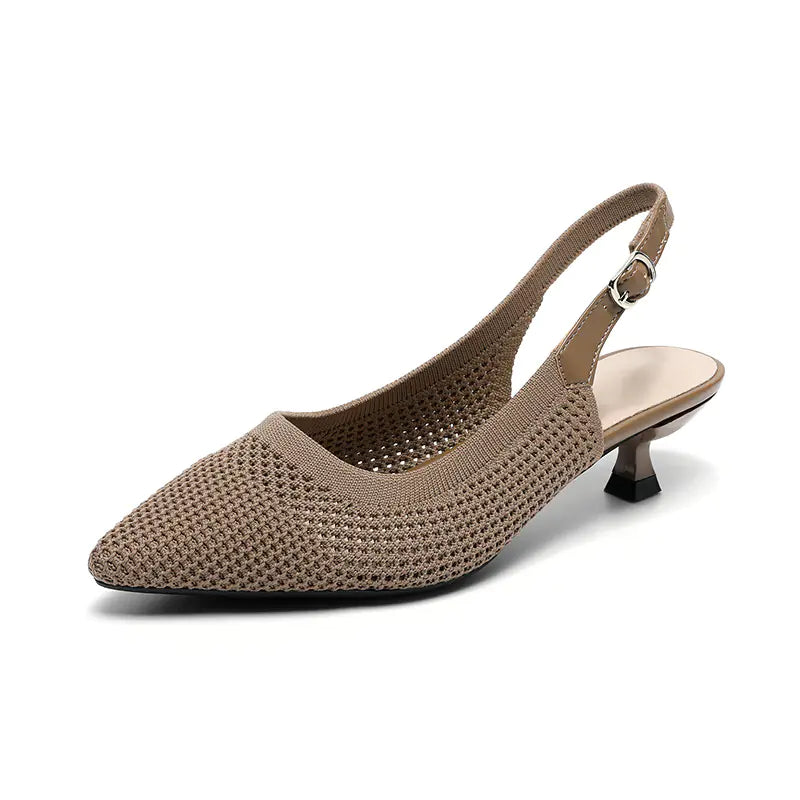 Summer Pointed Toe Hollow Knit Women's Cat Heel Shoes
