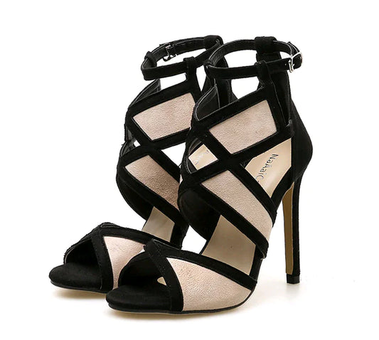 Women's Color-Block Peep-Toe High Heels Sandals