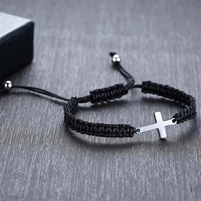 Adjustable Black & White Cross Bracelets