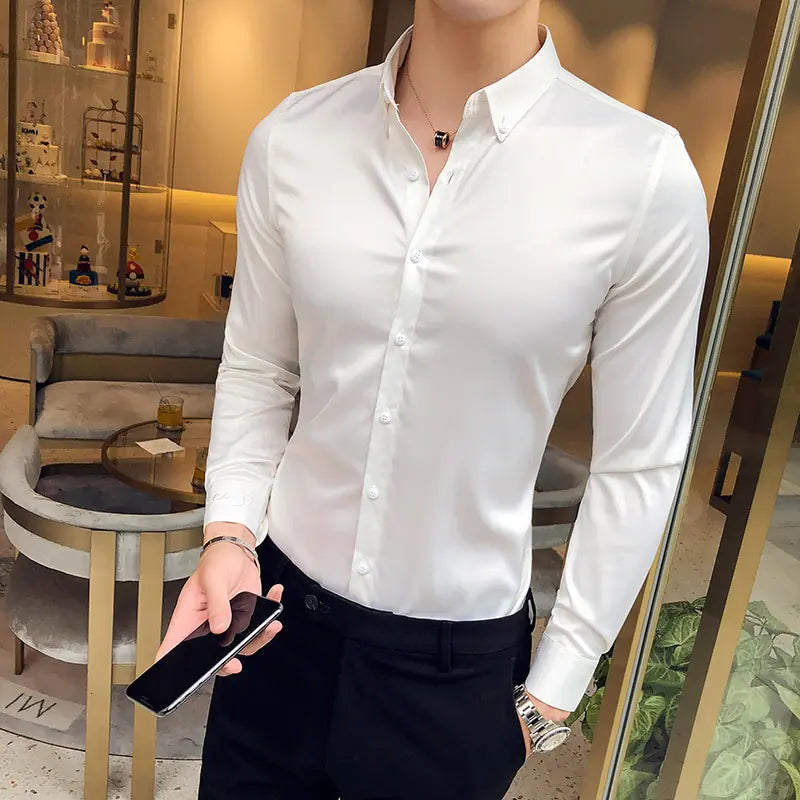 Men's Fashionable Long Sleeve Casual Shirt - Slim Fit