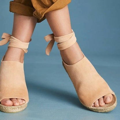 Woven Women's Ankle Strap Wedge Heel Shoes