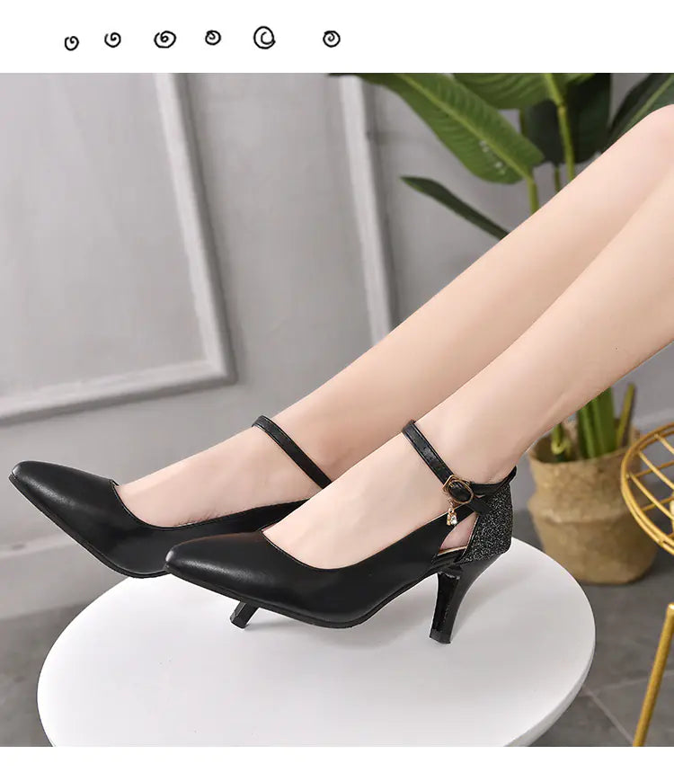 Women's Pointed Toe High Heels with Ankle Strap