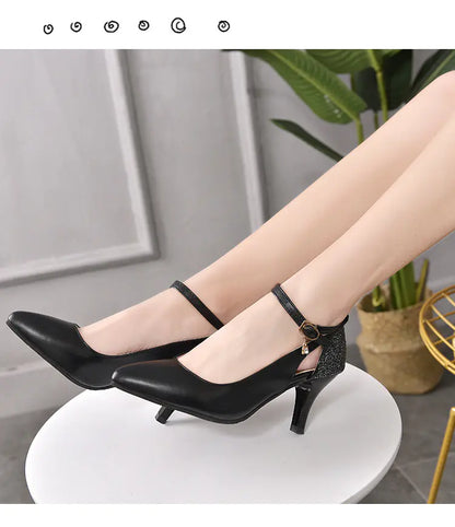 Women's Pointed Toe High Heels with Ankle Strap