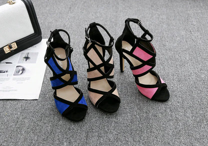 Women's Color-Block Peep-Toe High Heels Sandals