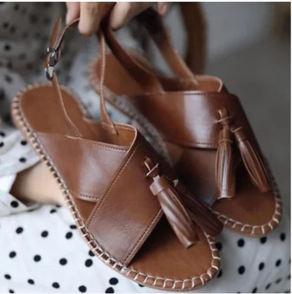 Flat Fringed Buckle Women's Sandals Shoes