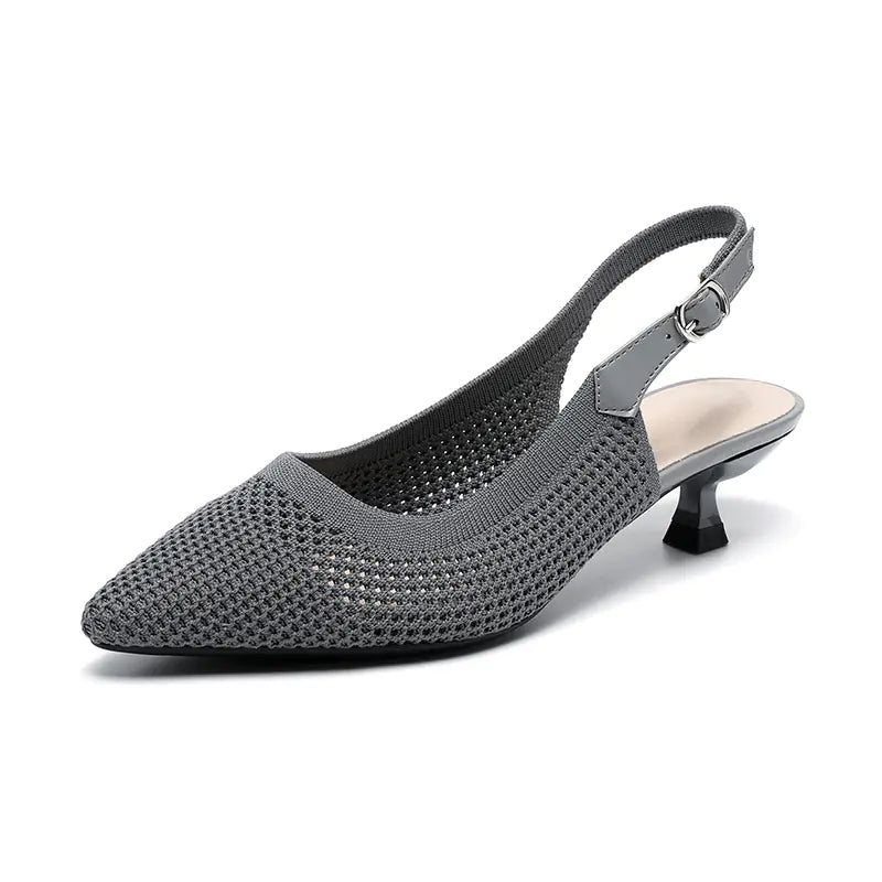 Summer Pointed Toe Hollow Knit Women's Cat Heel Shoes