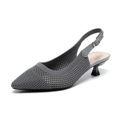 Summer Pointed Toe Hollow Knit Women's Cat Heel Shoes