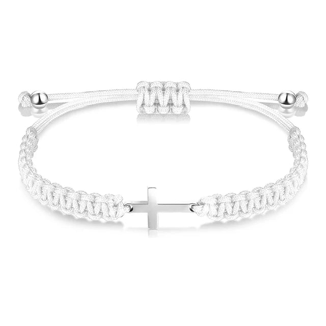 Adjustable Black & White Cross Bracelets